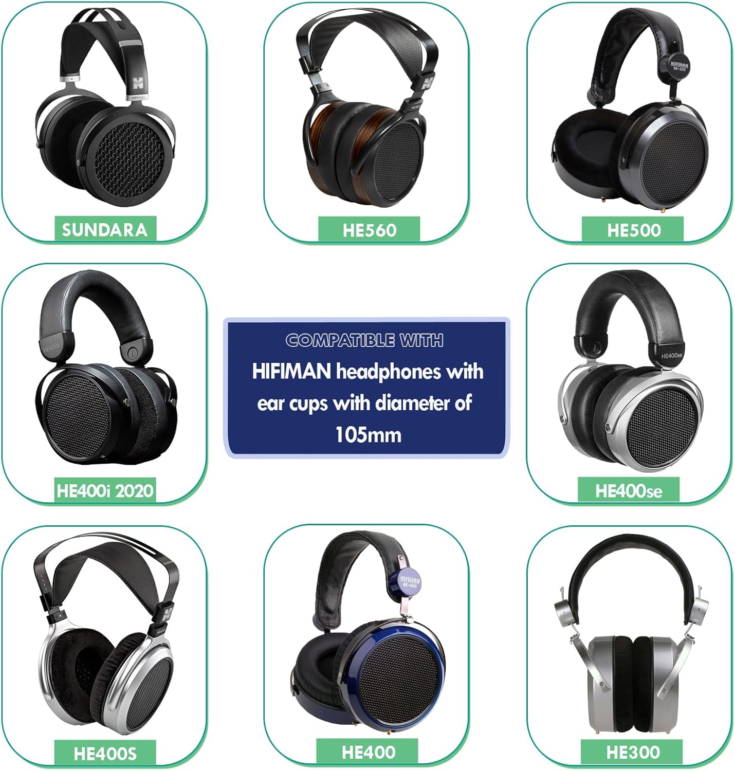 Sheepskin Ear Pads Cushions with Detachable Mounting Rings Compatible with Hifiman SUNDARA HE560 HE500 HE400 HE400se 400i 400S HE300 HE350 HE3 HE5 HE6 HE-4XX HE-4XXs...Headphones,Black