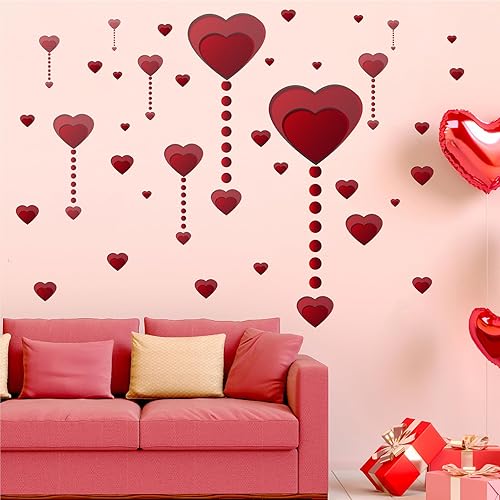 Miniatura 3 de Calcomanías de pared colgantes de corazón para el día de San Valentín, murales de pared para decoración de habitación, puerta, boda, fiesta, ventana
