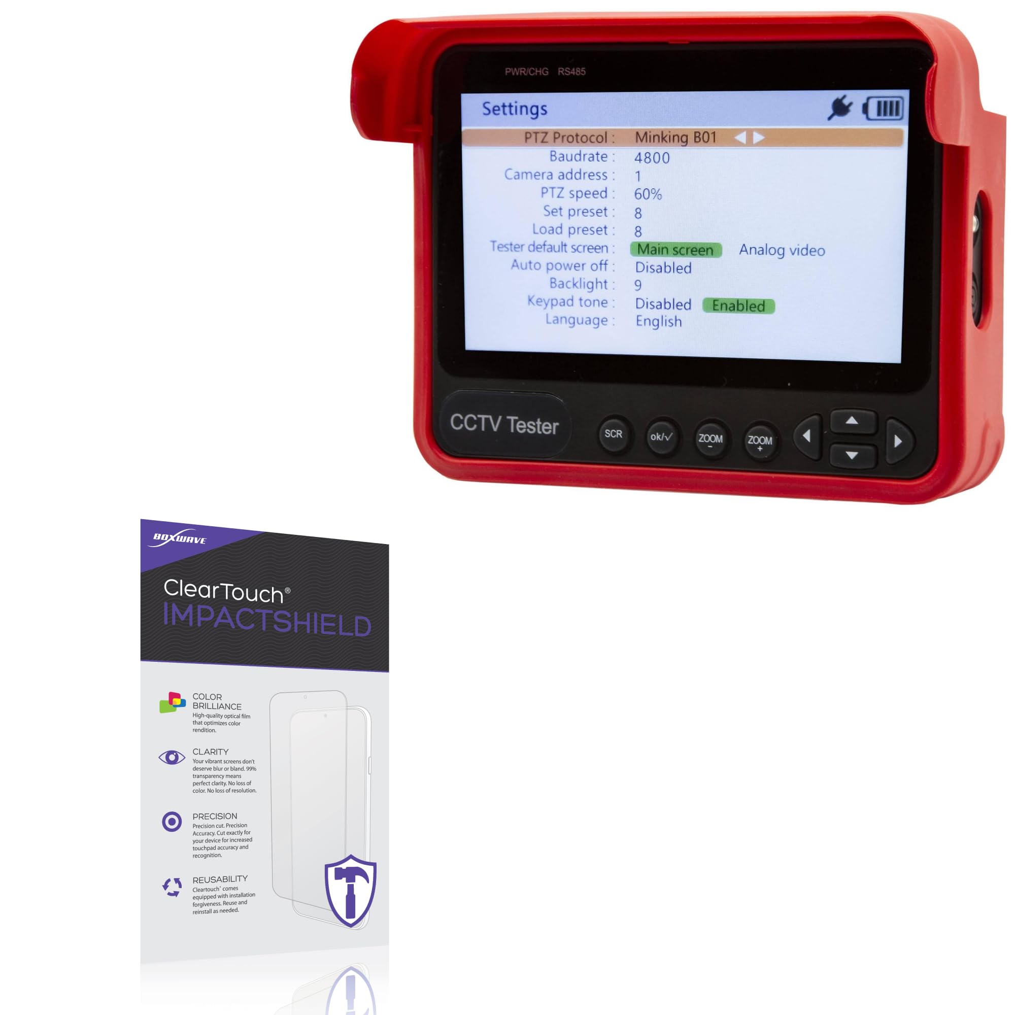 BoxWave Screen Protector Compatible with Triplett 8064 CamView Analog - ClearTouch ImpactShield (2-Pack), Impenetrable Screen Protector Flexible Film
