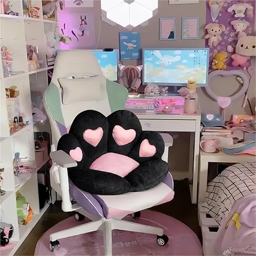Miniatura 4 de Ditucu Cojín Kawaii de pata de gato, 27.5 x 23.6 pulgadas, lindo cojín de asiento en forma de corazón, cómodo sofá perezoso, almohada de suelo para