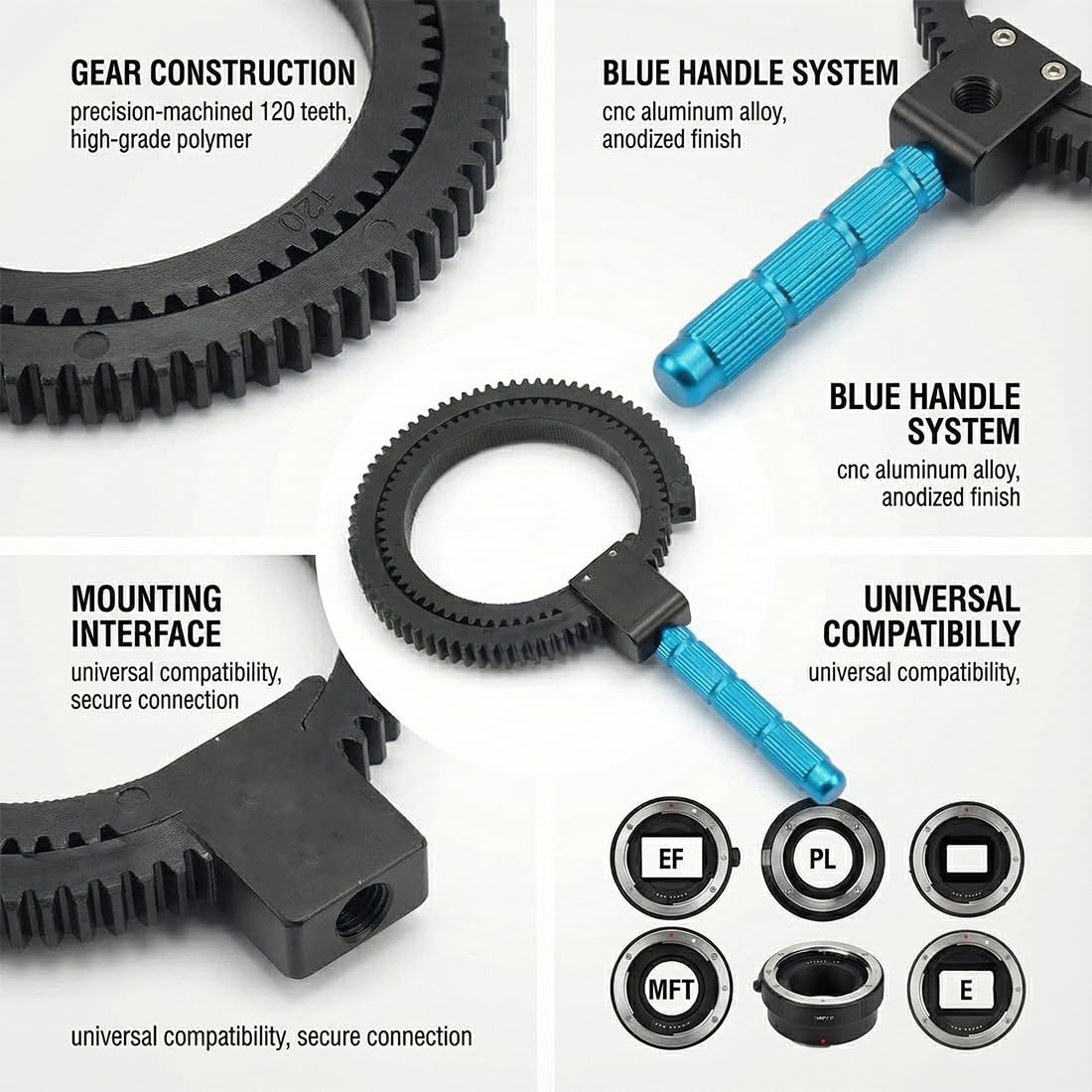 2 Pcs Follow Focus Ring per Obiettivo Anello Ingranaggio Follow Focus in Gomma Dentata (Nero)