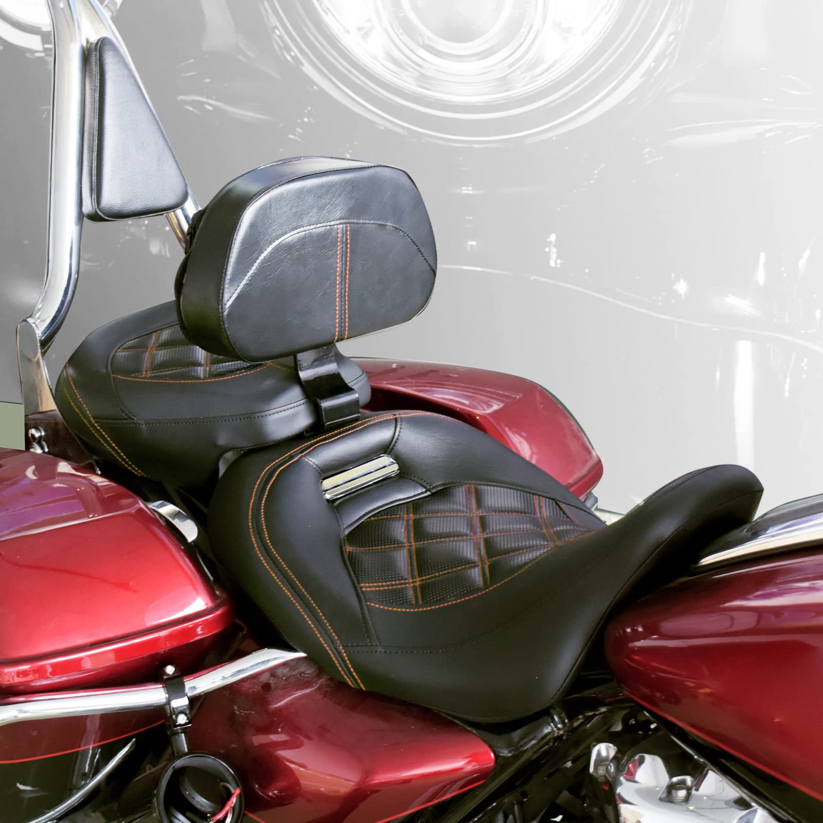 WOWTK Driver Backrest,Adjustable Rider Backrest Pad Kit For Harley Touring CVO Road Glide Road King Electra Glide Street Glide FLHR FLTRX FLHX FLHT 2009-2024 W/Low-Profile Two-up Seat,Black, Sissy Bars - Canada