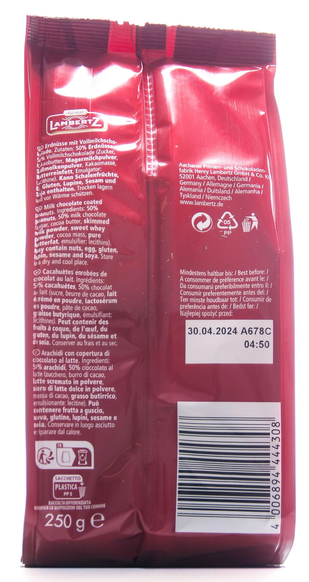 Lambertz Erdnuss Berge Vollmilchschokolade, 6er Pack (6 x 250 g)