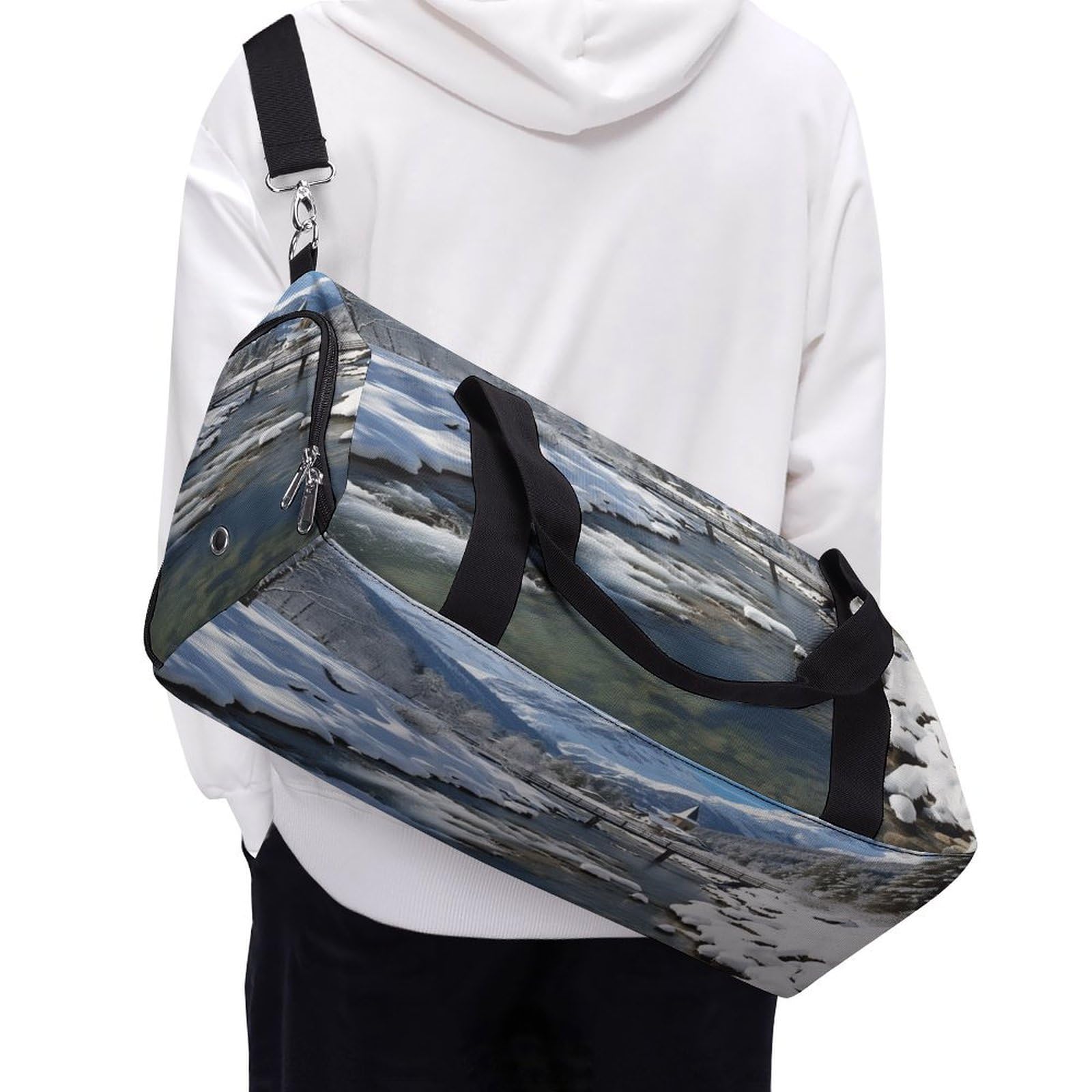 Turnbeutel für Damen Herren Winterlandschaft in den bayerischen Alpen Print Turnbeutel wiederverwendbar Turnbeutel Turnbeutel Turnbeutel mit Schuhfach Style One Size Modern, Stil:, Einheitsgröße,