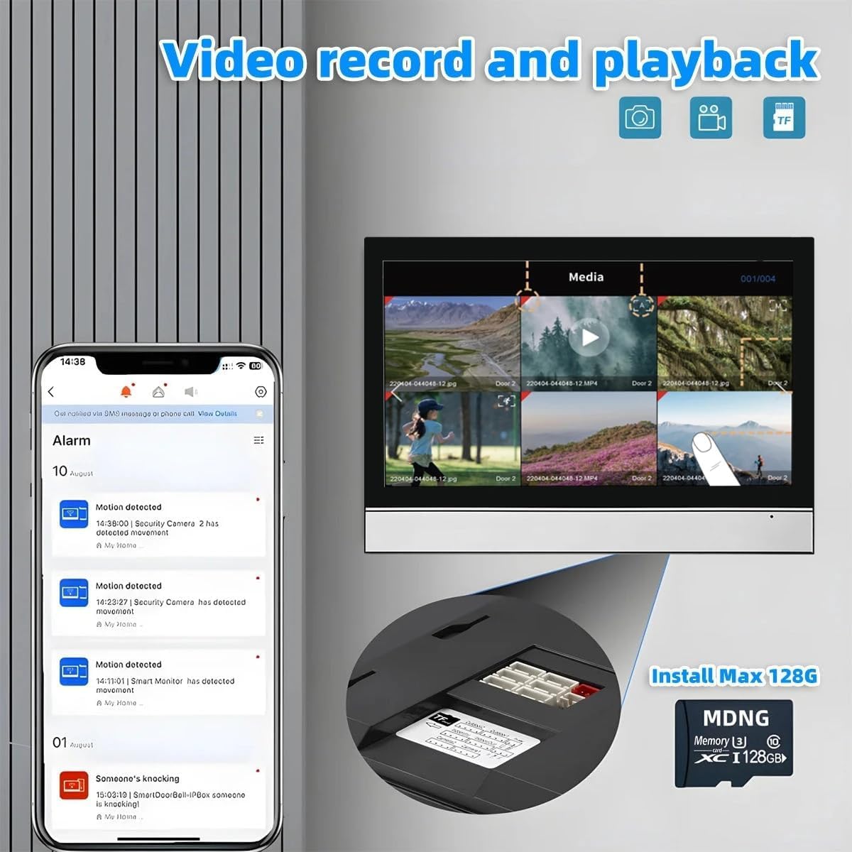Timbre Inalámbrico con Cámara,Videoportero 4 Hilos,Detección Humana PIR,Audio Bidireccional,Videoportero WiFi,Timbre Casa,Visión Nocturna,IP65 Resistente al Agua (1 timbre + 1 monitor)