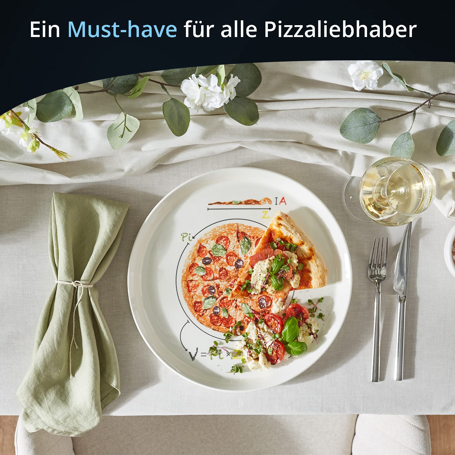 KHG Pizzateller, groß mit 30 cm in Formel Print, Durchmesser, für Zuhause