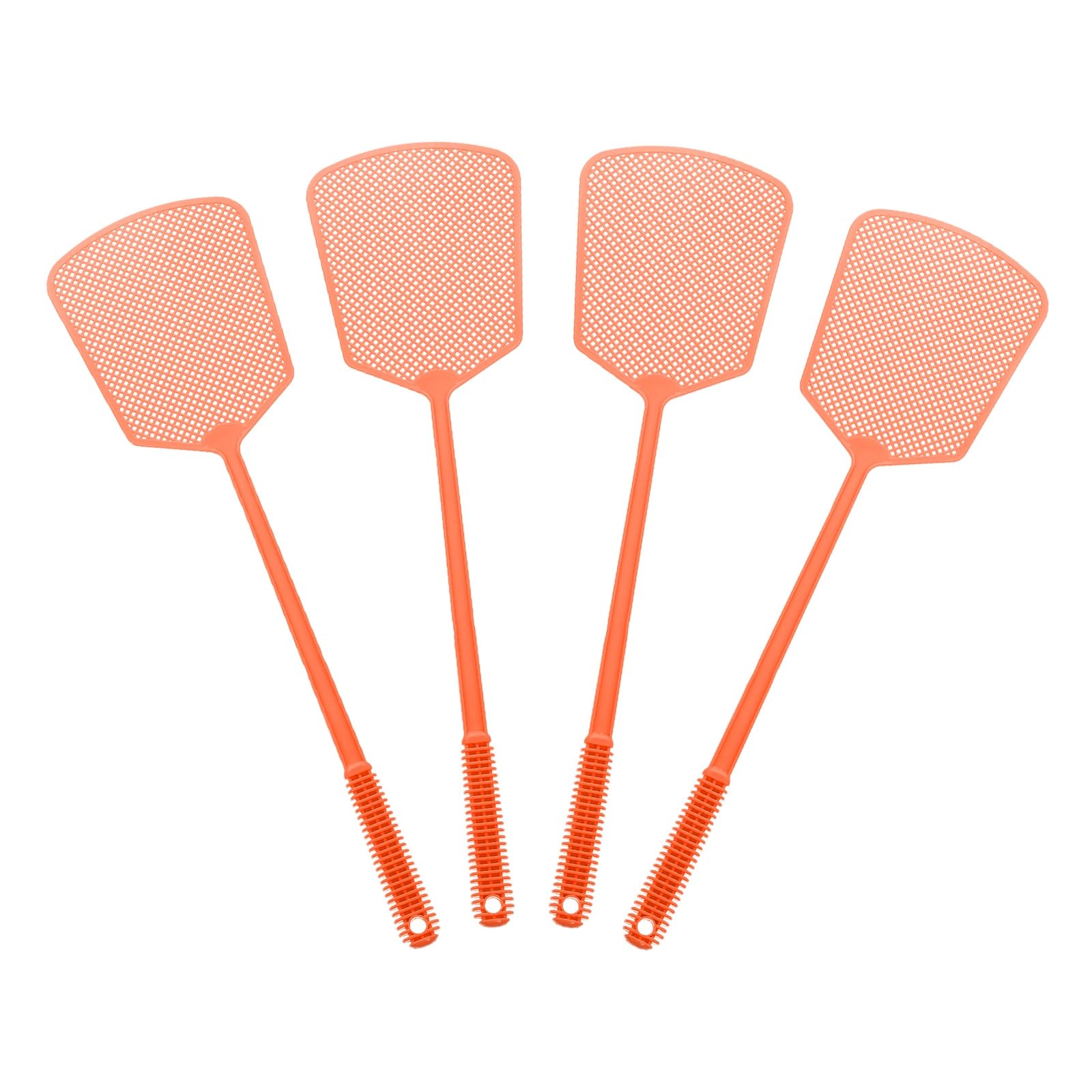 sourcing map 4pcs Fly Swatter 6.4"x5.3" Plastic Manual Heavy Duty Long Handle Fly Swatter for Home Indoor Outdoor, Orange Yellow