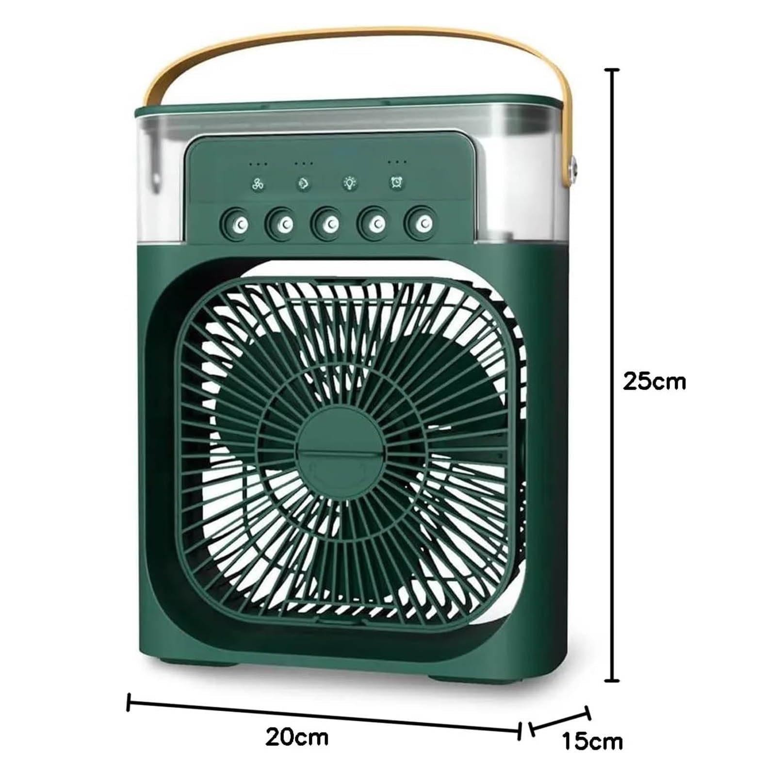 Ventola portatile 3 in 1 con luce LED, 3 velocità, modalità di spruzzo, a basso rumore, alimentazione USB, raffreddamento ad aria evaporativa per casa, ufficio e esterno