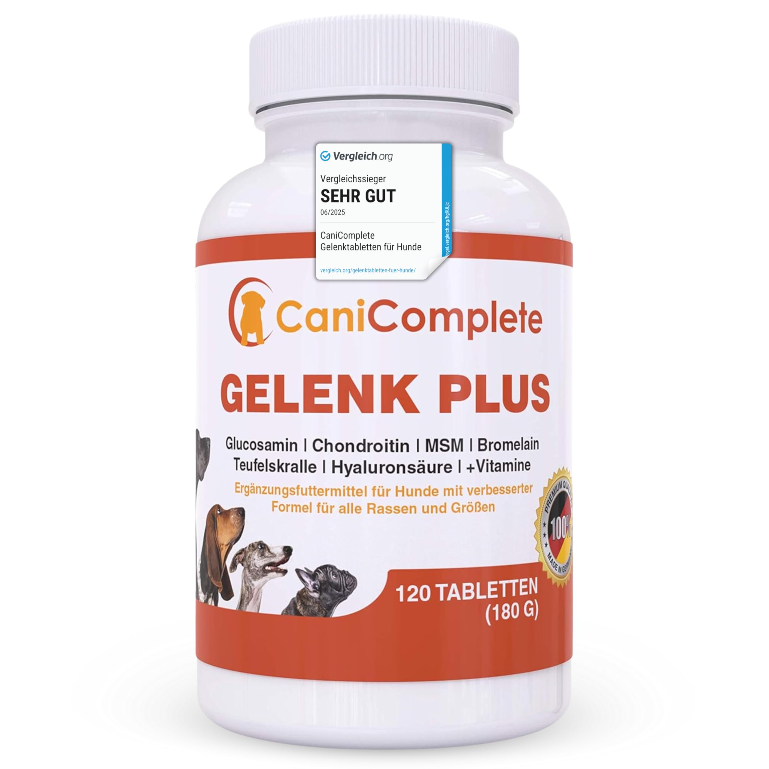 Articolazioni cane | Integratore cani CaniComplete, compresse per le articolazioni del cane con Glucosamina, Condroitina, Artiglio del Diavolo, MSM e Vitamine – supporto articolare