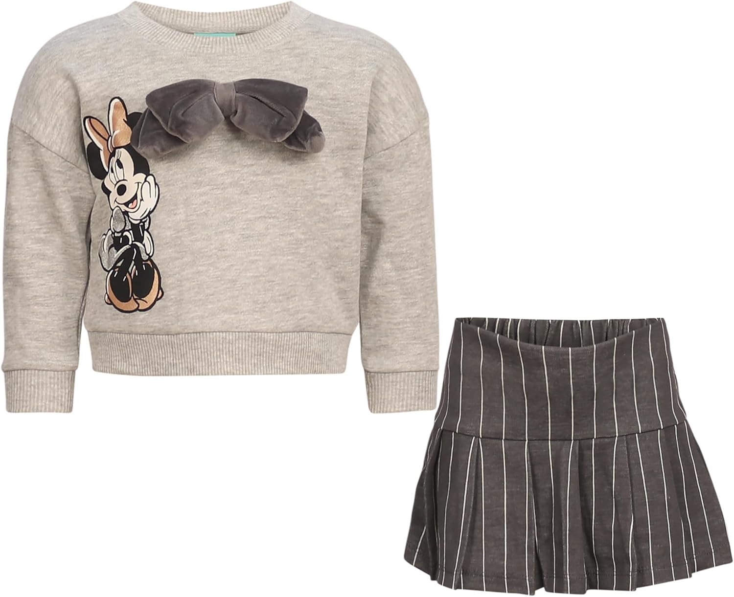 Magic Threadz Disney Clothes Minnie Mouse Baby Girls 2-Piece Skort Set – Long Sleeve Top & Plaid Skort Outfit Set (12M–24M)