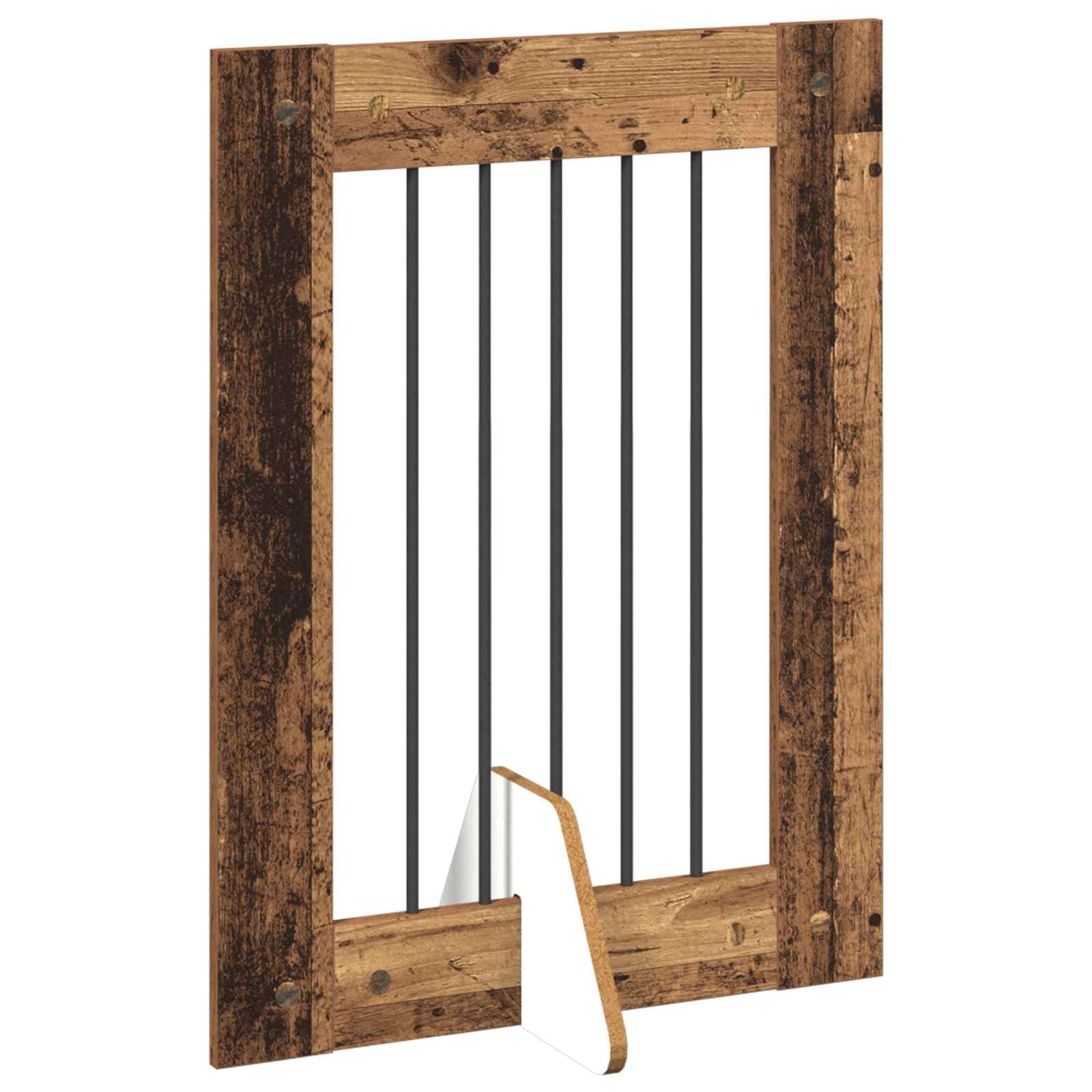 Portería para perros con soporte de madera recuperada 60 x 80 cm, 2 piezas plegable y portátil, material de madera interior para perrera, cercado para cachorros, seguridad y protección en el