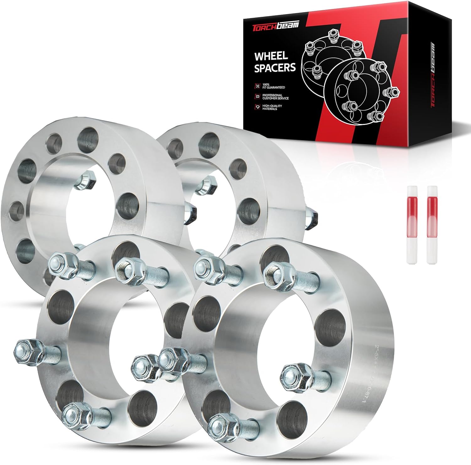 Torchbeam 5x4.5 Wheel Spacer 2“ for Explorer, Edge, Mustang, Liberty, Ranger, Wrangler, Taurus, Cherokee, Nitro, Grand Marquis, MKX, Flex, 87.1mm Hub Bore & 1/2“ x20 Stud, 5 Lug Forged Spacer, 4Pcs