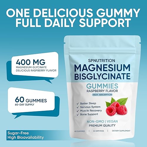Miniatura 2 de Spnutrition - Gomitas de bisglicinato de magnesio, con 400 mg de quelato de bisglicinato de magnesio, sal marina, polvo de fruta de frambuesa,