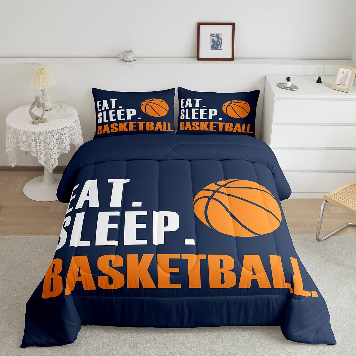 Feelyou Basketball Bedding Set King Size 3Pcs for Boys Girls Women Men