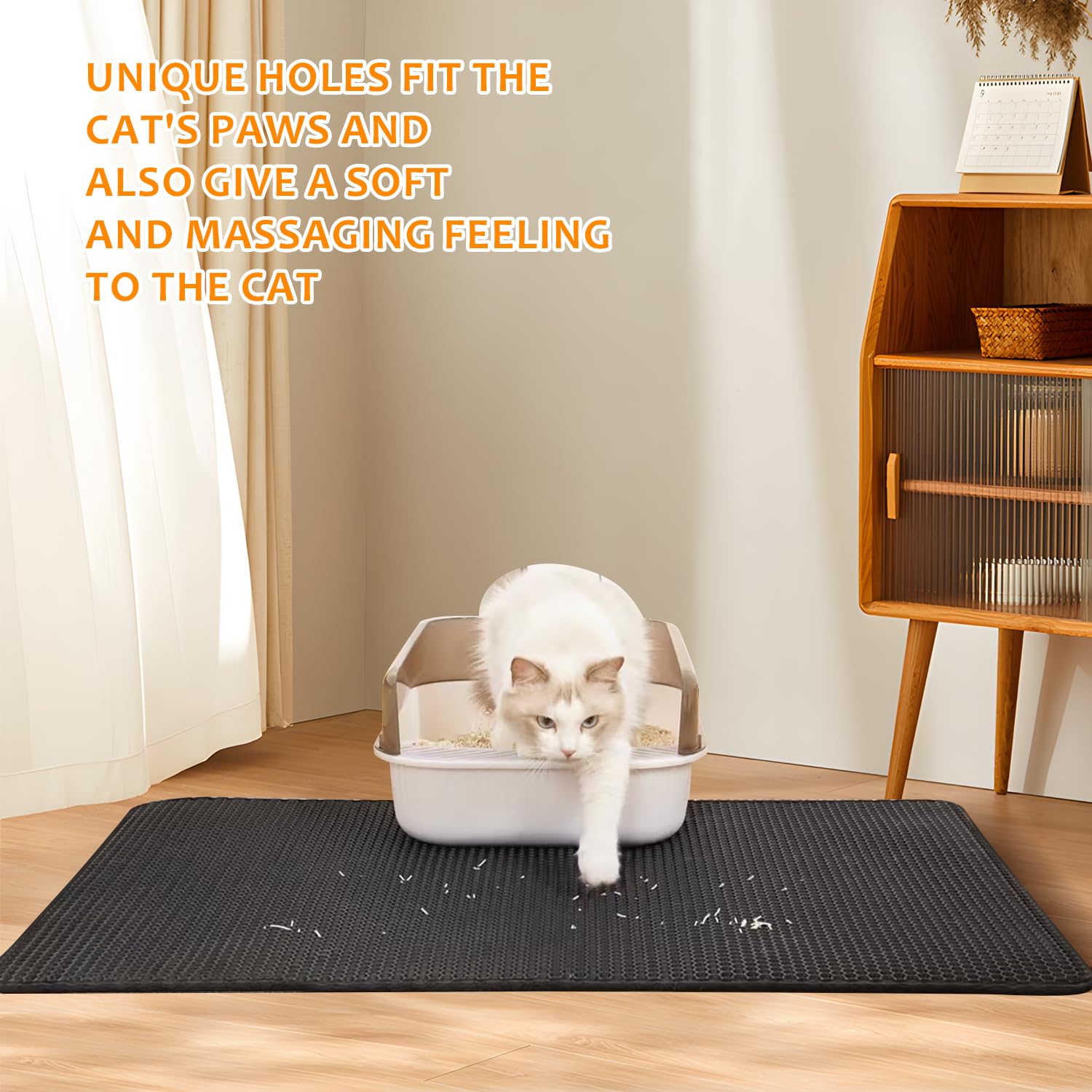 Katzenklo Matte, Leicht zu Reinigen Katzentoilettenmatte Wasserdicht Urinfest Rutschfest Kitty Katzentoilette Matten für Boden (Schwarz)