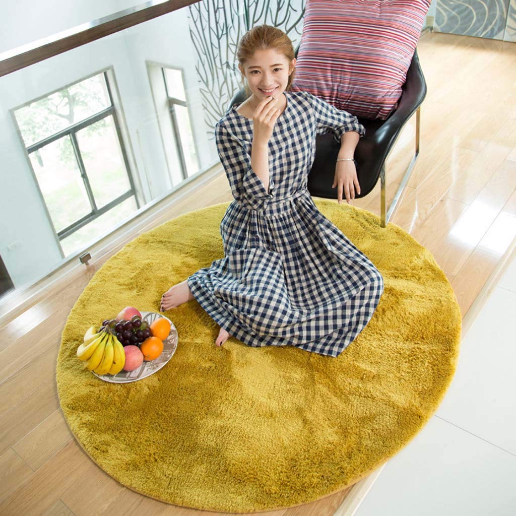 Tapis couleur unie rond moelleux pour canapé et chambre cocooning