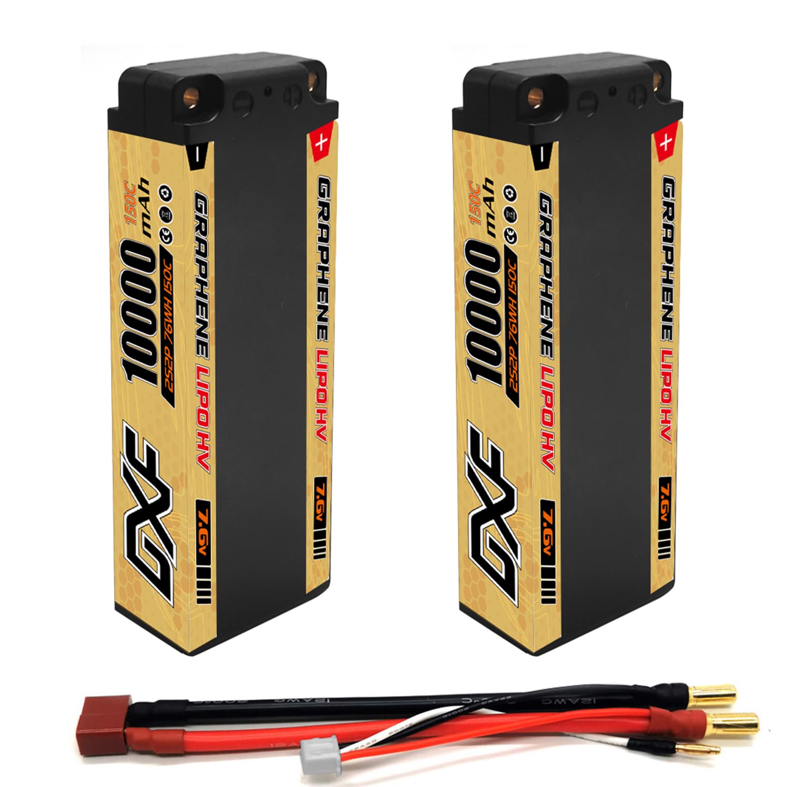 DXF 2X Batterie LiPo 2S 10000mAh 150C 7.6V Prise Deans T - Haute Performance Hard Case pour Voiture RC 1/8 1/10 Buggy Truggy Monster Truck Short Course - Décharge Rapide Compatible Modèles RC
