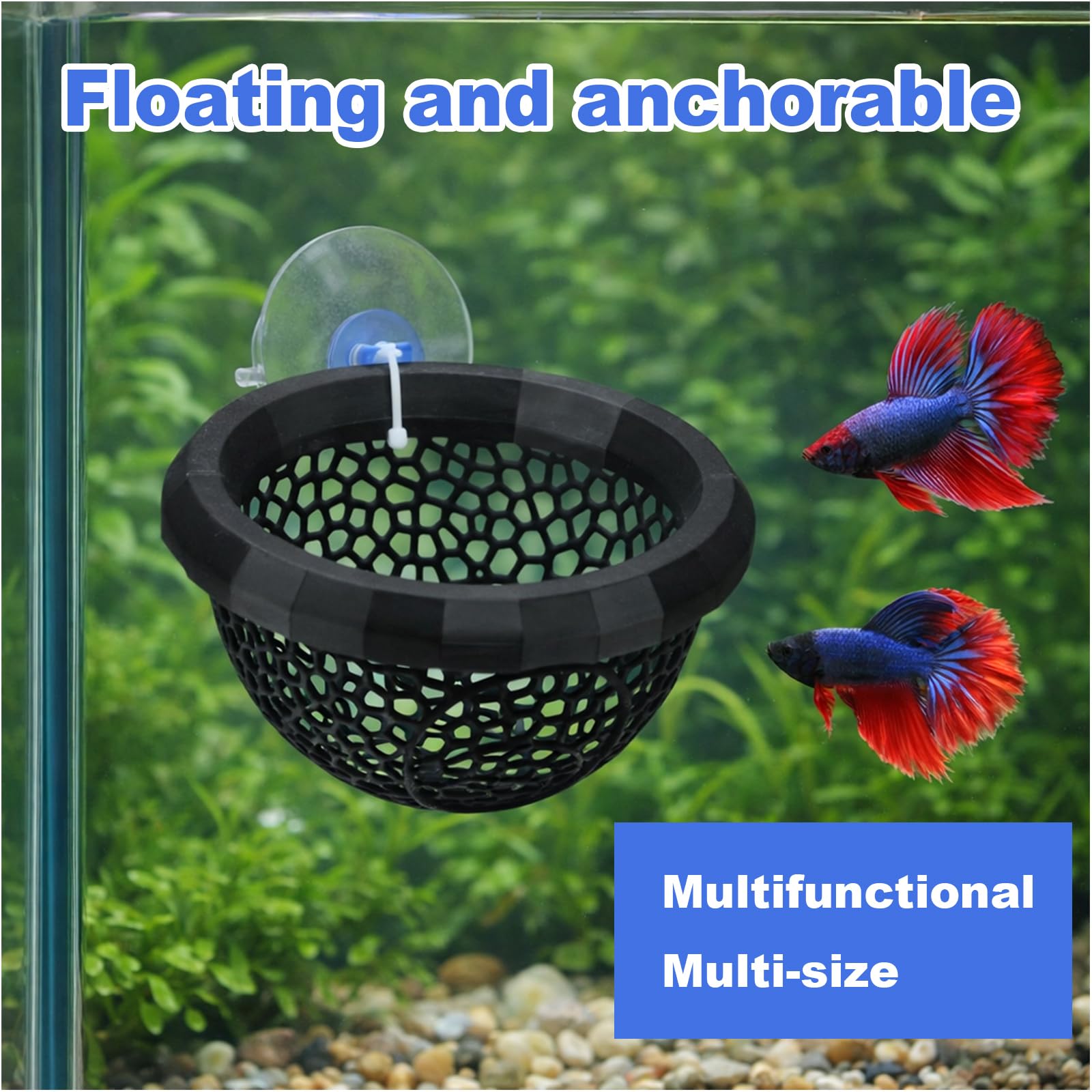 Galleggiante Betta Amaca & Gambero Caverna 3D Stampato Acquario Decor con Ventose Fascetta Cavo