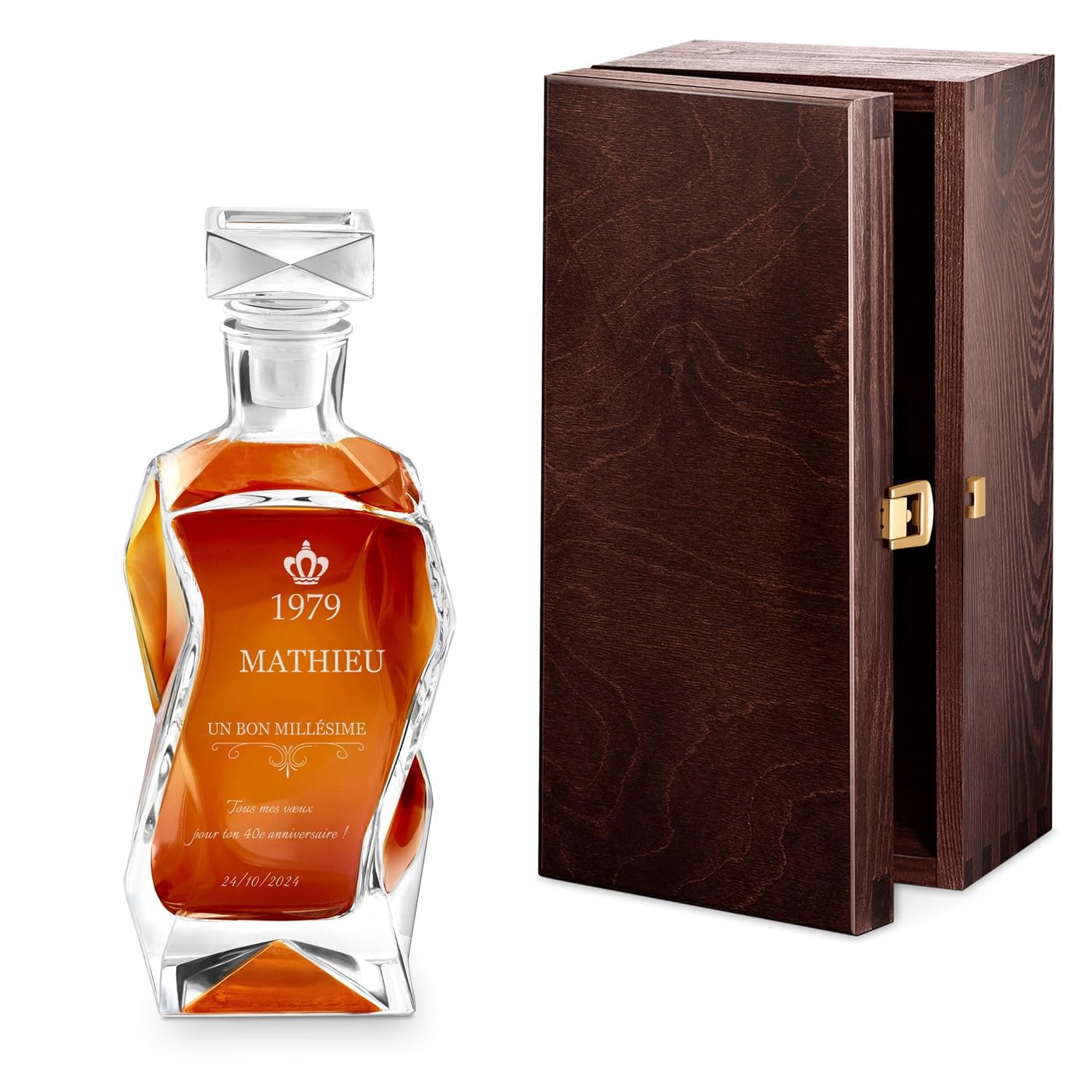 Maverton Décanteur à Whisky gravé - Carafe en verre - Carafe Whiskey - cadeau personnalisé - Idee cadeau homme - Cadeaux anniversaire homme avec personnalisation - Cadeau Noel - Millésime