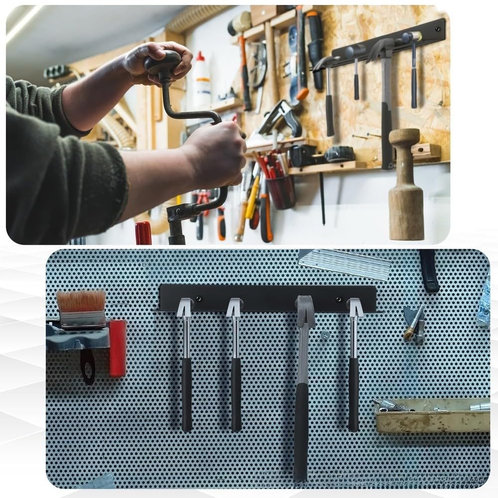 Supporto per martelli da parete resistente per officina, robusto portautensili in ferro per chiavi, punte, pale, organizer da 40 cm (2 pezzi)