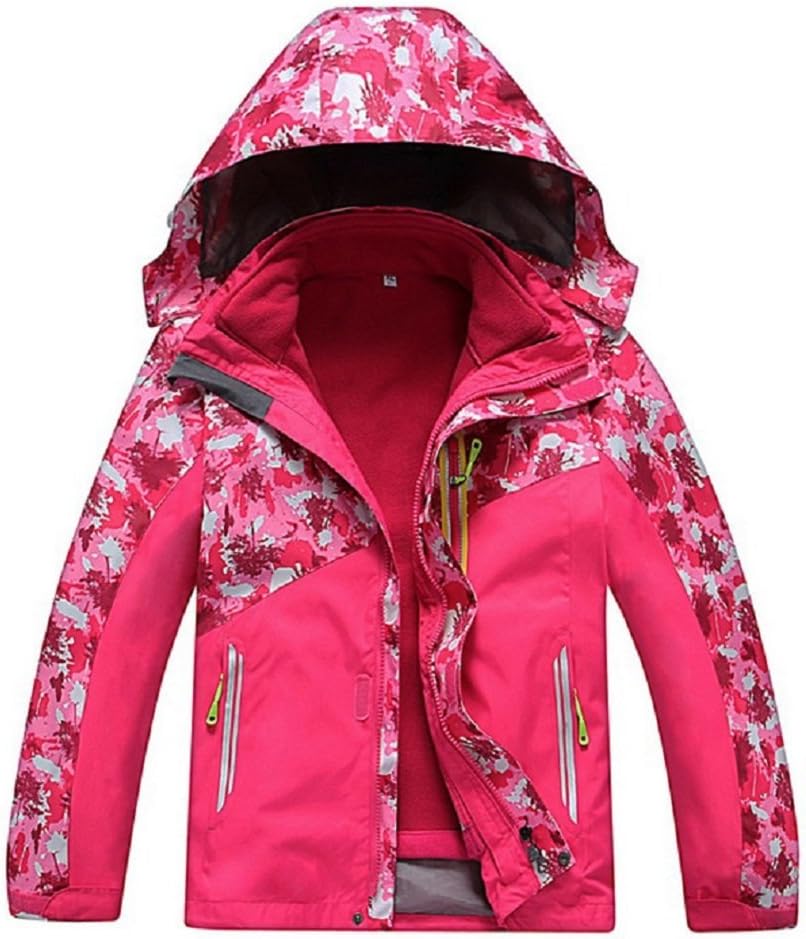 Bakerdani Boys Girls Climbing Jacket Two-piece Three-in-one Removable Warm Coat