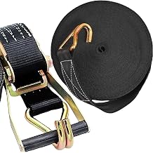 2PACK Ratchet Straps Heavy Duty, 8000 LBS Break Strength Ratchet Strap Tie Down, 2 x 40ft Black Tie-Down Ratcheting Cargo Truck Straps with Durable Double J Hook for for Truck Black, 2IN X 40FT