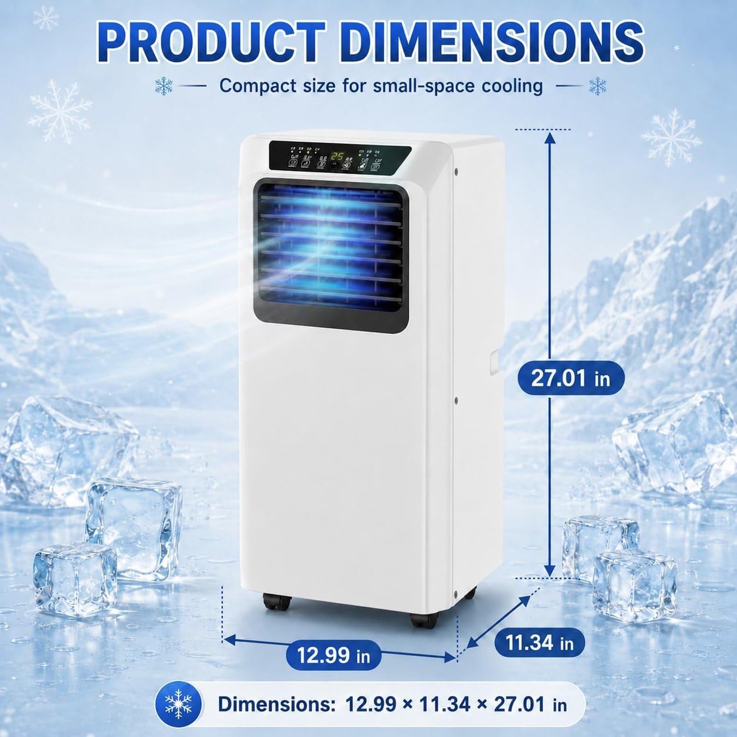 Przenośny Klimatyzator 9000 BTU z Osuszaczem 2w1, Cicha Praca 36-49 dB, Montaż Bez Wiercenia i Bez Modyfikacji Okna