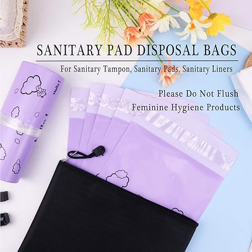 Miniatura 2 de Paquete de 100 bolsas de eliminación sanitaria, bolsas de eliminación de almohadillas sanitarias de 7 x 12 pulgadas, bolsas de eliminación de