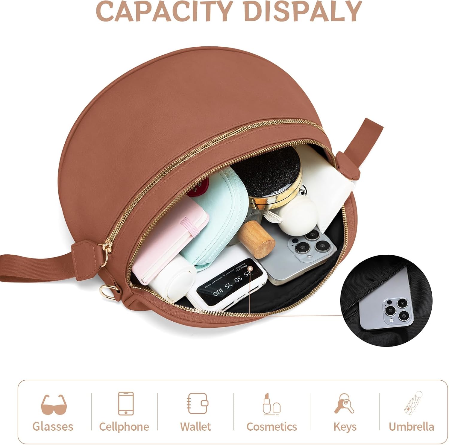 oscaurt Leather Crossbody Bag Bum Bag for Women Large Sling Bag Cross Body Purse Shoulder Handbag Fanny Pack