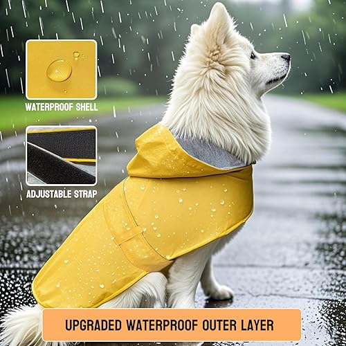 Miniatura 3 de Impermeable para perro, poncho impermeable, ropa para mascotas, con forro de doble capa, agujero para correa, ajustable, para perros pequeños y