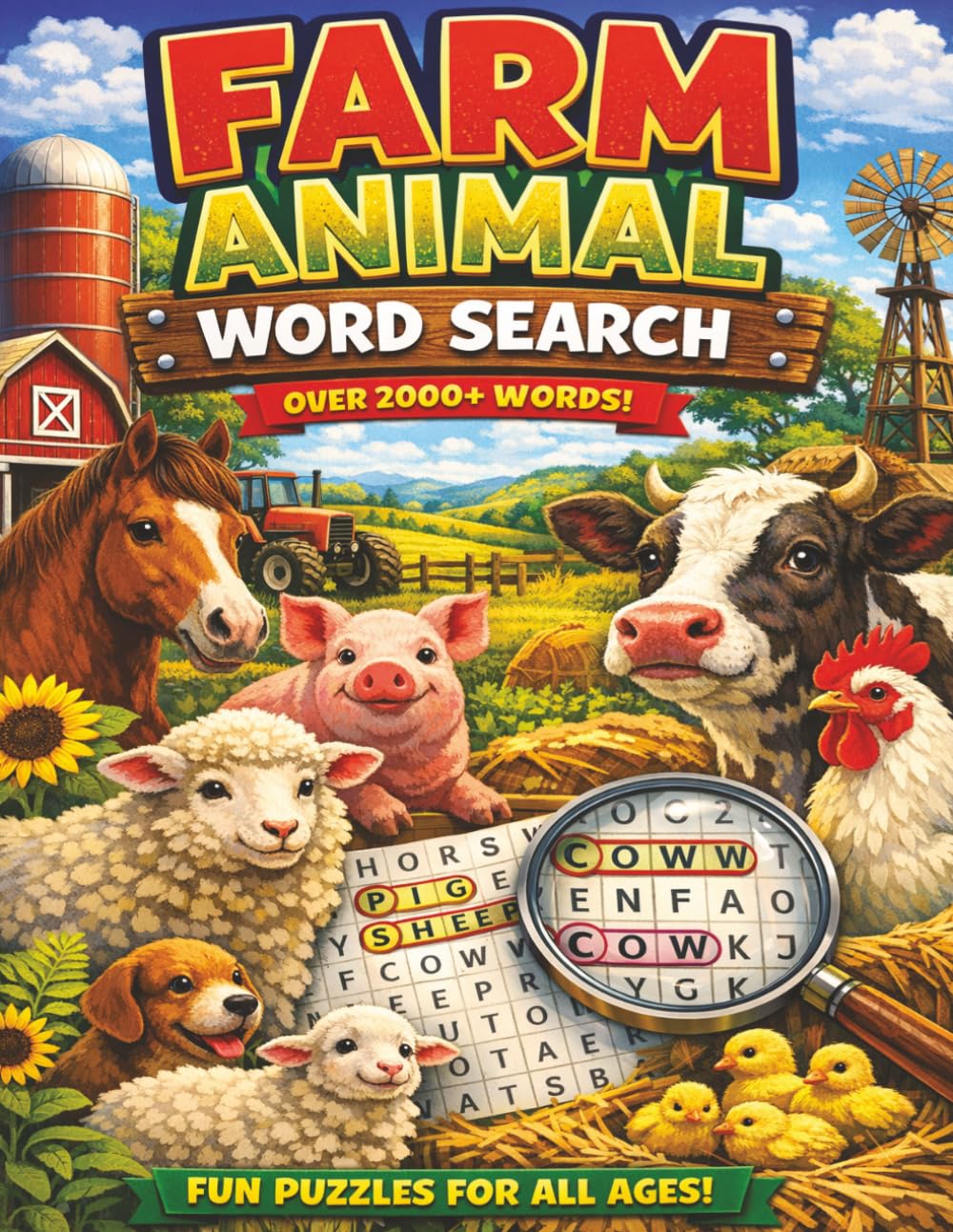 Farm Animal Word Search: Fun Barnyard Puzzles Packed with Over 2000 Words!