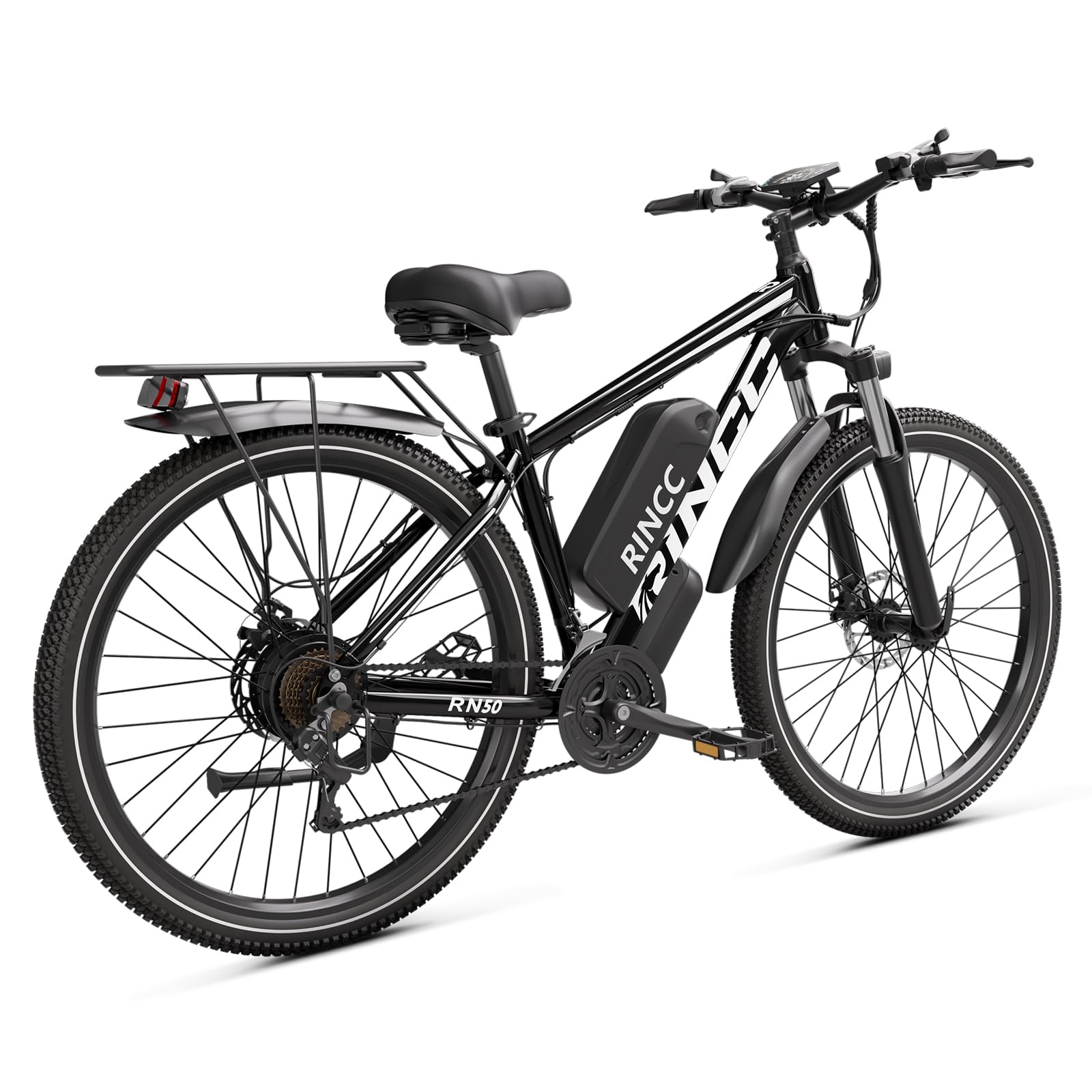 RINCC RN50 Bicicletta Elettrica per Adulti 29 Pollici, Bici Elettrica MTB con Batteria 48V 15Ah, 21 Velocità, Autonomia 50-110 km, Telaio in Alluminio (Nero)