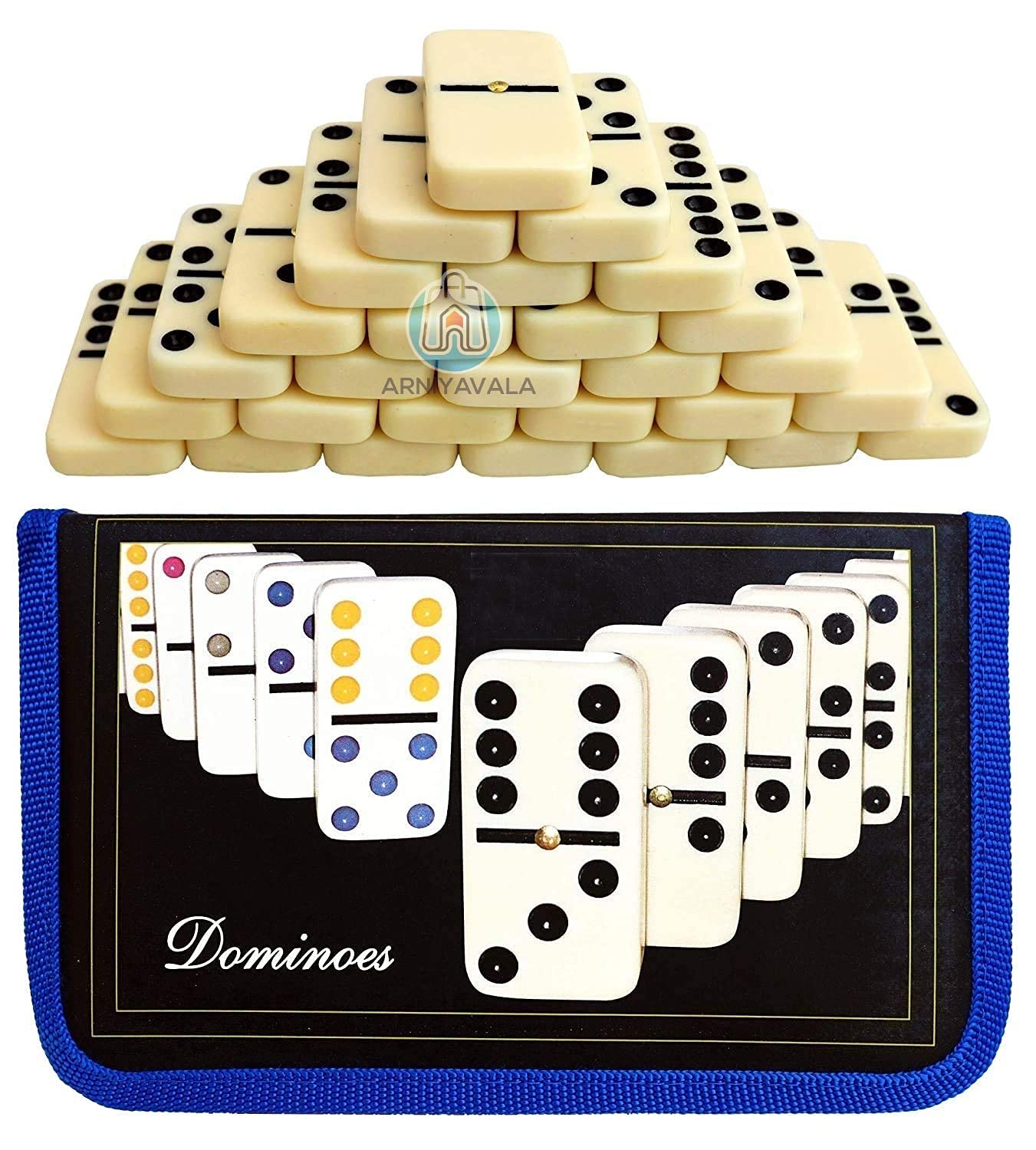ARNIYAVALA Dominoes Set- 28 Piece Double 6 Ivory Domino Tiles Set, Classic Family Game with Cloth Storage Case (B09BZZBH31) Amazon Price History, Amazon Price Tracker