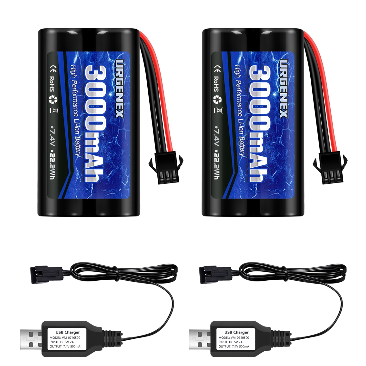 Amazon.com: URGENEX 2S RC Battery 3000mAh 7.4V Li-ion