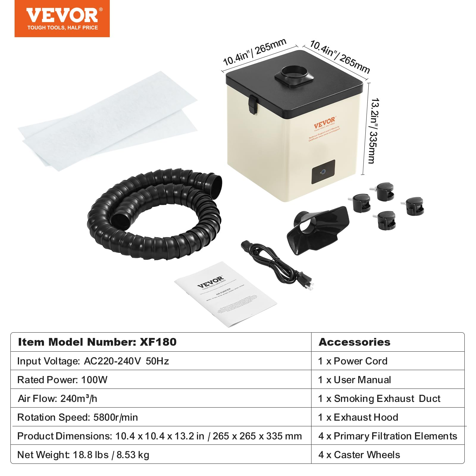 VEVOR Lötrauchabsaugung 100W Schweißrauchabsauger 240 m³/h Mini Desktop Lötrauchabsorber 5800U/min 3-Stufen-Filter Lötrauch Absaugung für Lötstation Schweißarbeiten