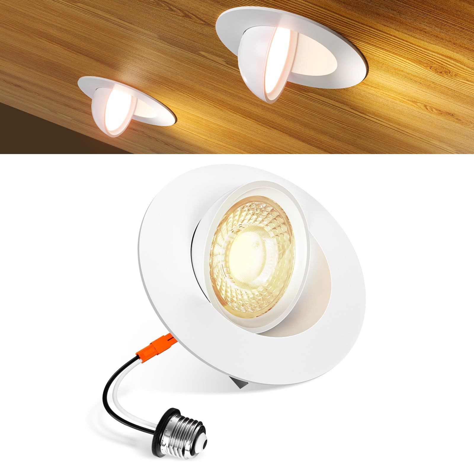 Amico 1 Pack 4 Inch Eyeball Gimbal Retrofit Can Lights, 90