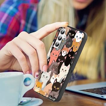 Galaxy S24 Plus用ケース、防塵ポートカバー、フルボディシリコーンゴムカバー、滑り止め落下防止電話ケース Samsung Galaxy S24 Plus 6.7インチ 2024年用、カラフルな猫