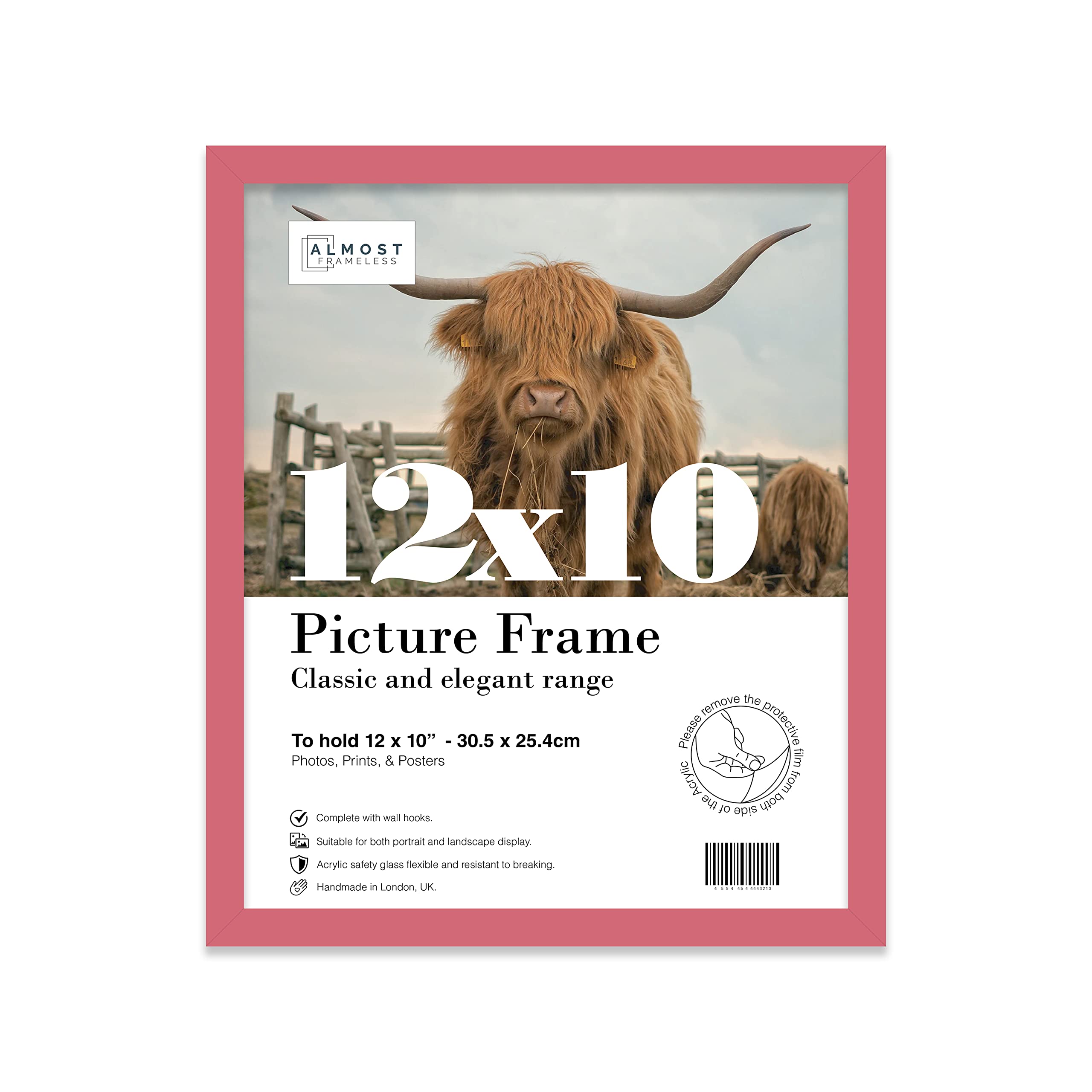 12x10 Inch Pink Photo Frame Wall Mountable and Freestanding Picture Frame Standard Photograph Size, 12" X 10" (31 X 25cm)