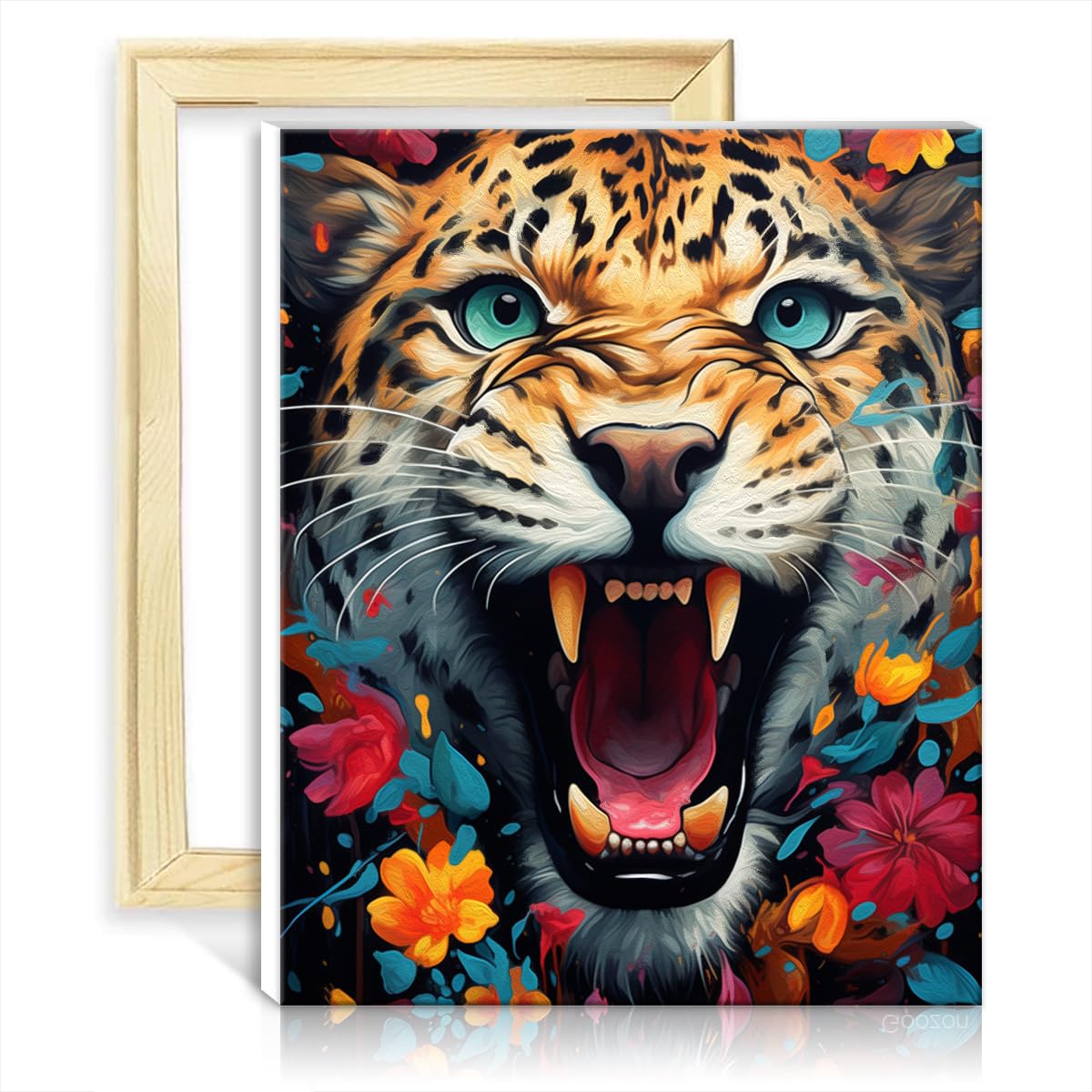 Tangfeiy As11 Color Leopard Painting By Numbers Kits Color Leopard Painting By Numbers Kits Adults With 3 Brushes & Acrylic Paints Graffiti Lover Picture With Frame(40X50cm)