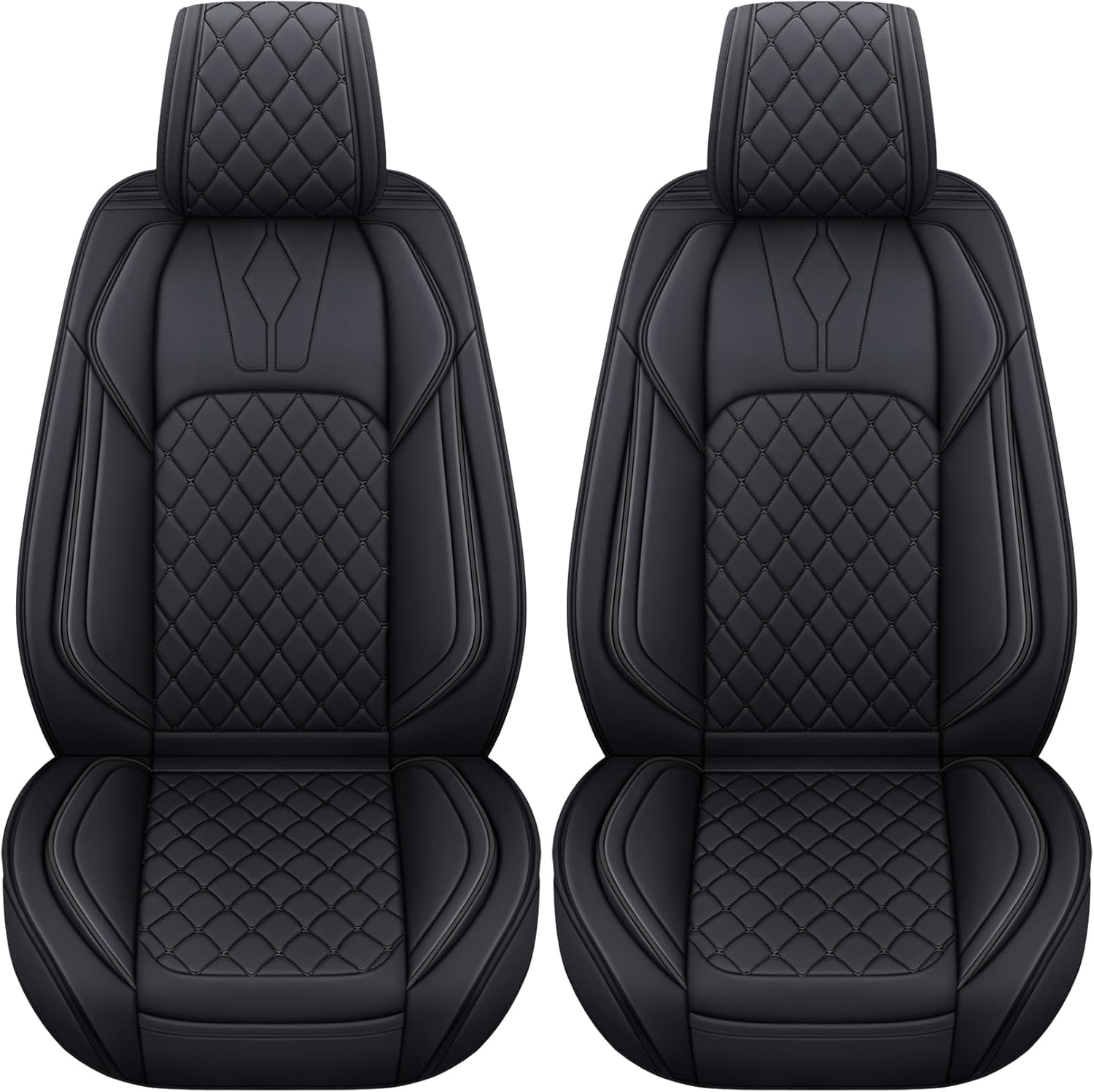 YIERTAI Car Seat Covers Compatible with Chevy Chevrolet Silverado GMC Sierra Custom fit for 2007-2026 1500 2500 3500 HD Crew Cab Trail Boss Pickup with Waterproof Leather, 2PCS Front, Black