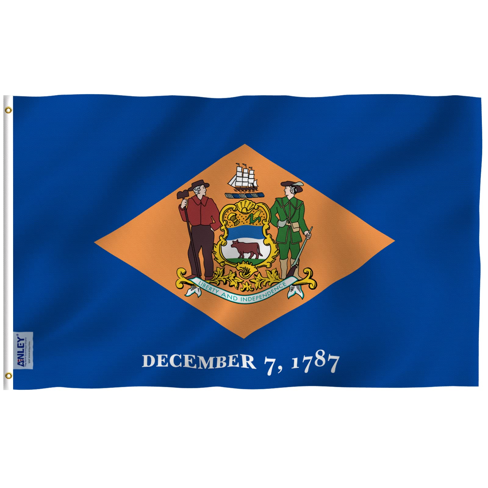 AnleyFly Breeze 3x5 Foot Delaware State Flag - Vivid Color and Fade Proof - Canvas Header and Double Stitched - Delaware DE Flags Polyester with Brass Grommets 3 X 5 Ft
