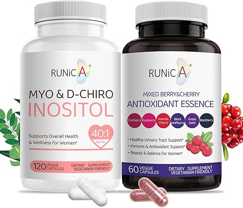 Myo & D-Chiro - Paquete de suplemento de inositol y antioxidante, ayuda al equilibrio hormonal, salud de la piel, salud ovárica y ciclo menstrual,