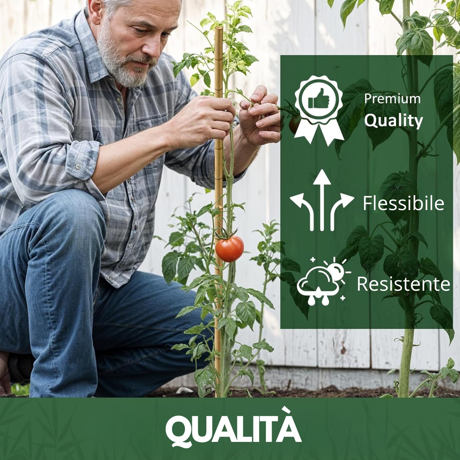 Canne Bambù Giardinaggio Naturali Set 25 Cannette 20/22 Ø x 210 cm Bastoncini Supporto Piante Orto Sostegni Tutore Pali Resistenti Rampicanti Giardino Pomodori Melanzane