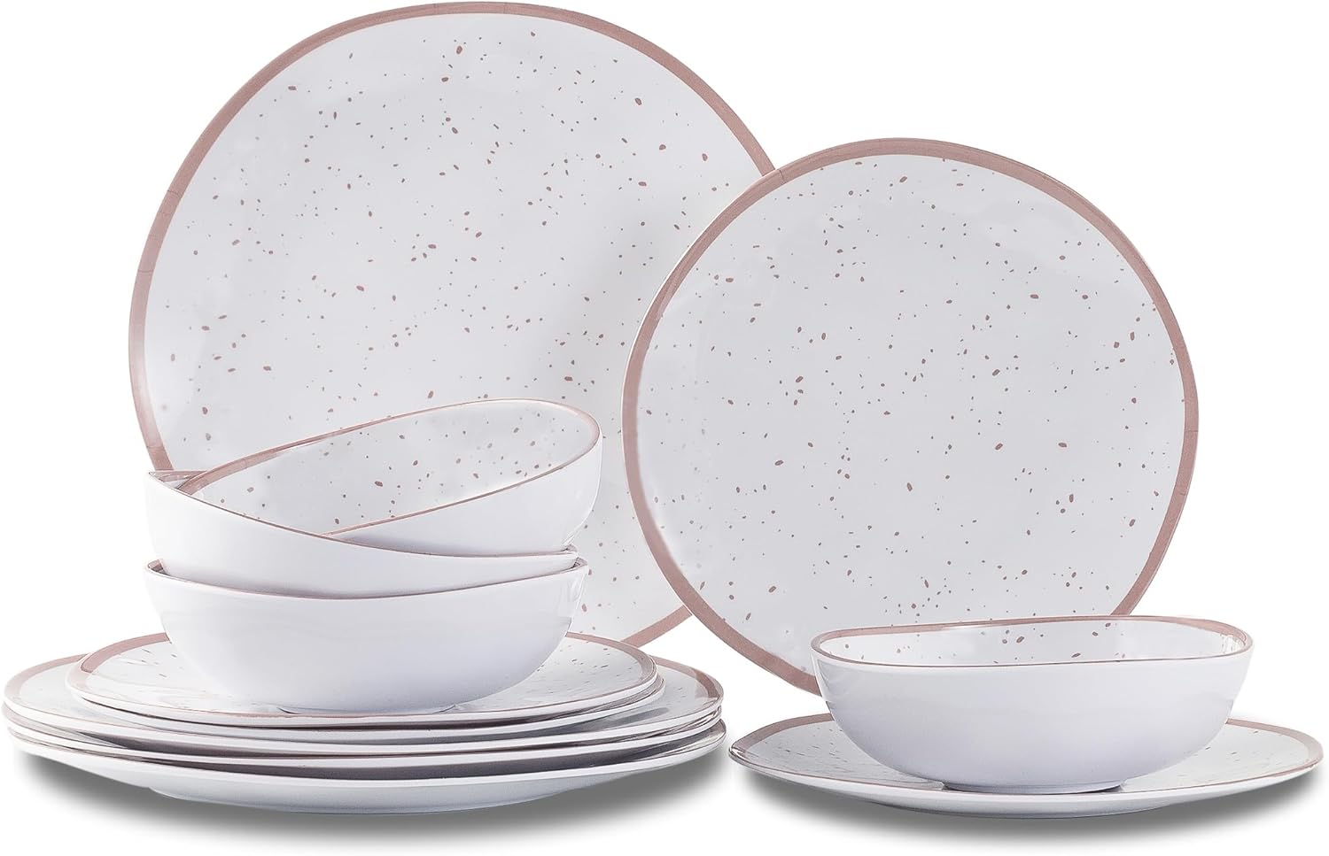 MissYIP Melamine Dinnerware Sets,12 Pcs Melamine Plates