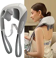 Massageador de Pescoço Shiatsu, Alívio da Dor nos Tecidos Profundos, Massagem 5D para Pescoço, Ombro e Costas, Massageador Elétrico com Calor, Sem Fio, Recarregável, Presente