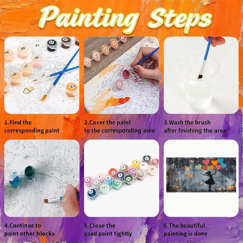 Liebe Malen Nach Zahlen Erwachsene & AnfäNger Kits, Malen Nach Zahlen Mädchen Bastelset Kinder Ab 6 Jahre, Acrylfarben DIY Set Erwachsene, Geeignet FüR Deko Wohnzimmer, Ohne Rahmen 60x120cm U-2