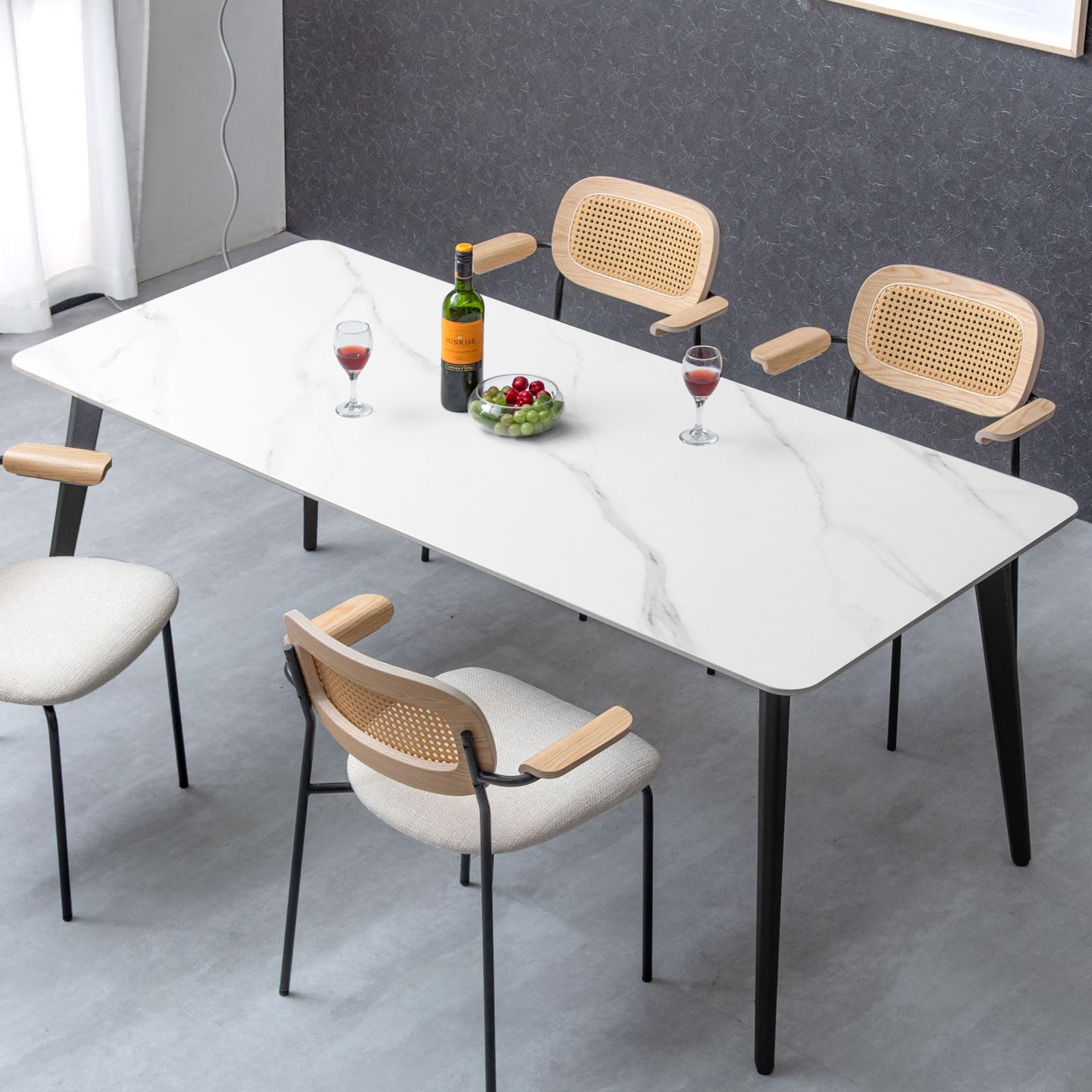 【テーブルのみ】セラミックダイニングテーブル CERAMIC PAL 伸長式テーブル + チェア4脚 5点セット セラミックトップ