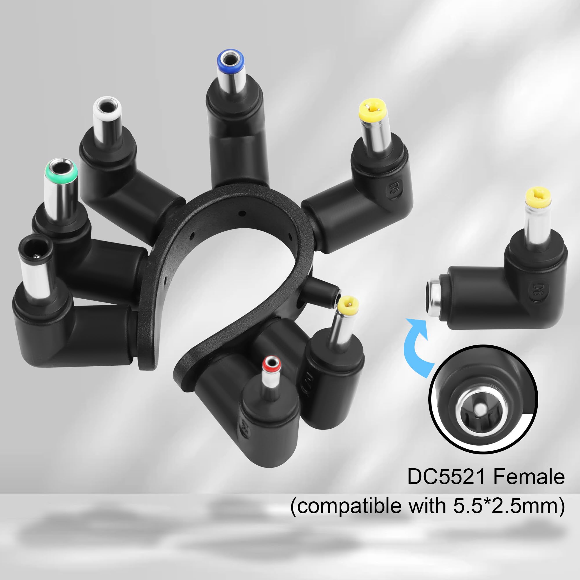 Zestaw wtyczek DC 8 w 1 90 stopni kątowy DC5521 do 6.04.4/6.33.0/5.5 * 2.5 mm do routera laptopa DIY elektroniki