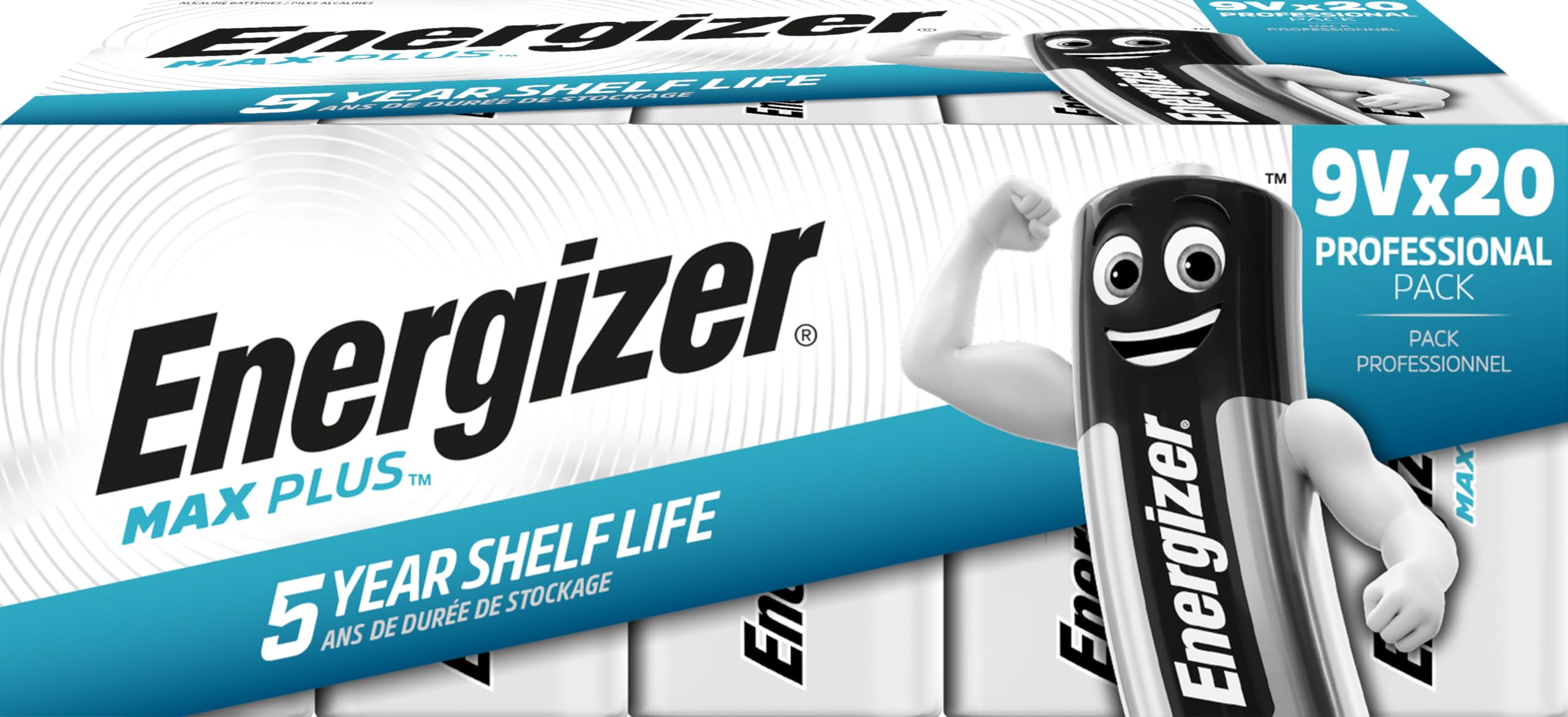 Energizer Max Plus - Batterie alcaline da 9 V, confezione da 20