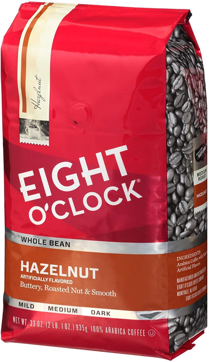 Eight O'Clock Whole Bean Coffee, Hazelnut, 33 Ounce (Pack of 1)